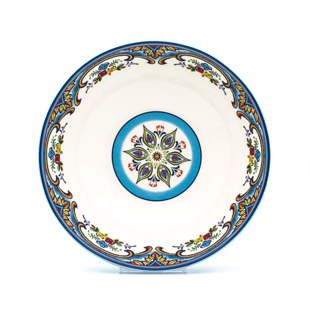 Euro Ceramica Zanzibar Collection Vibrant 12.75'' Ceramic Round Serving Bowl - Diamond Home USA