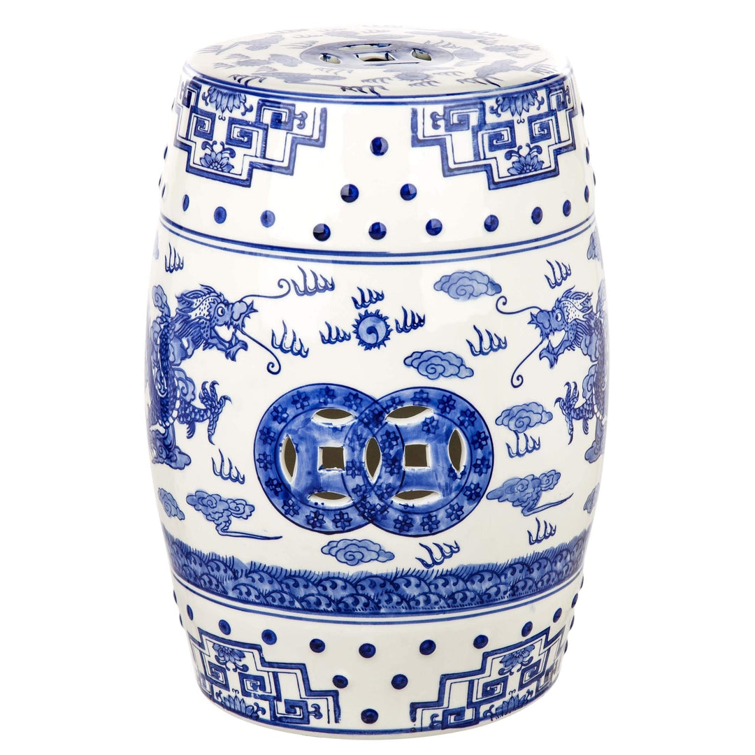 Breath Chinoiserie Blue Garden Stool - 13" X 18" Modern Contemporary Oriental - Diamond Home USA