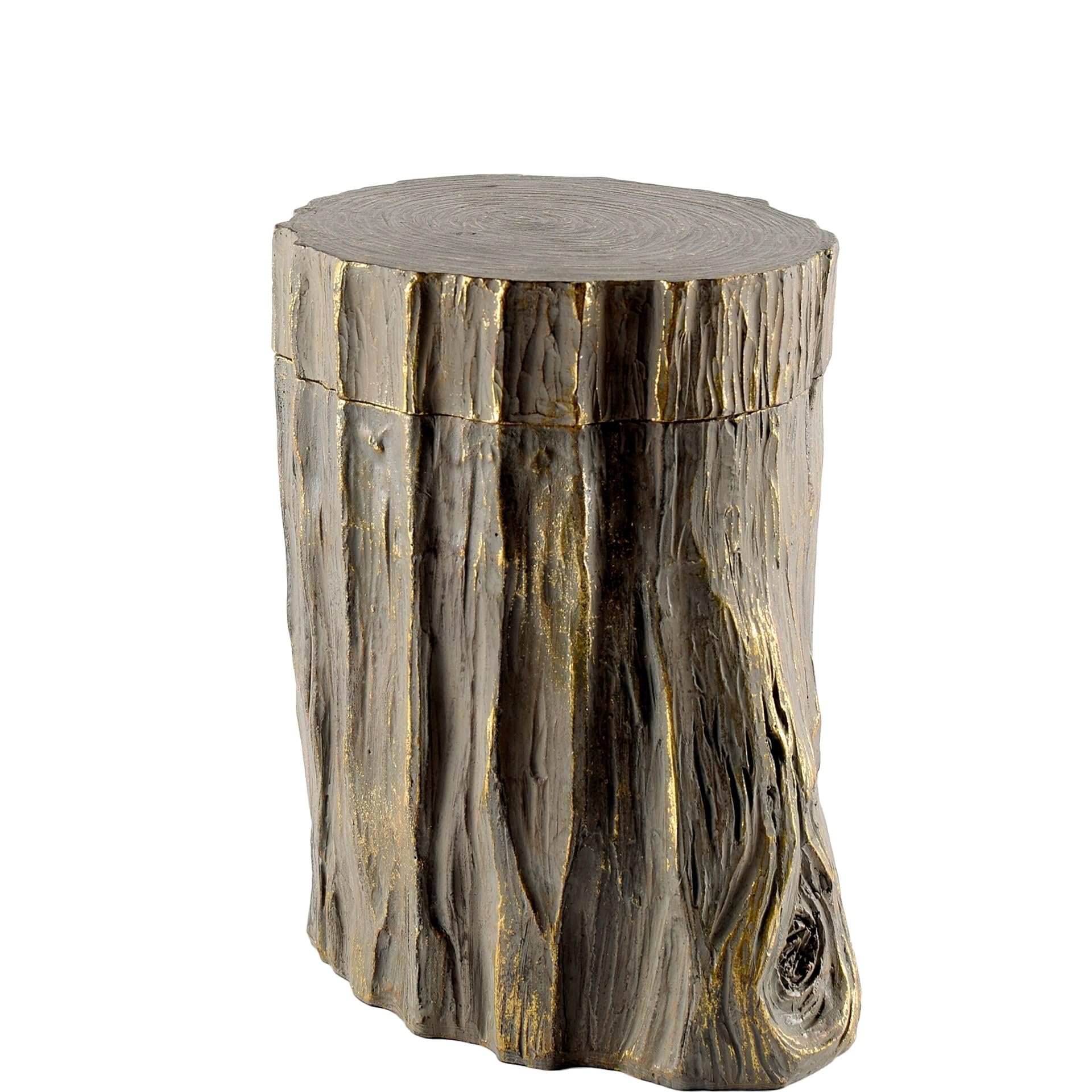 Willow I (Small) Brown Tree Stump Storage Box Gold Cabin