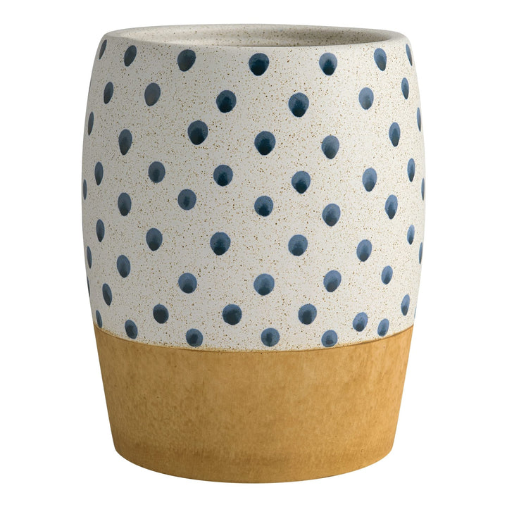 Farmhouse Dot Wastebasket Off/White Ceramic