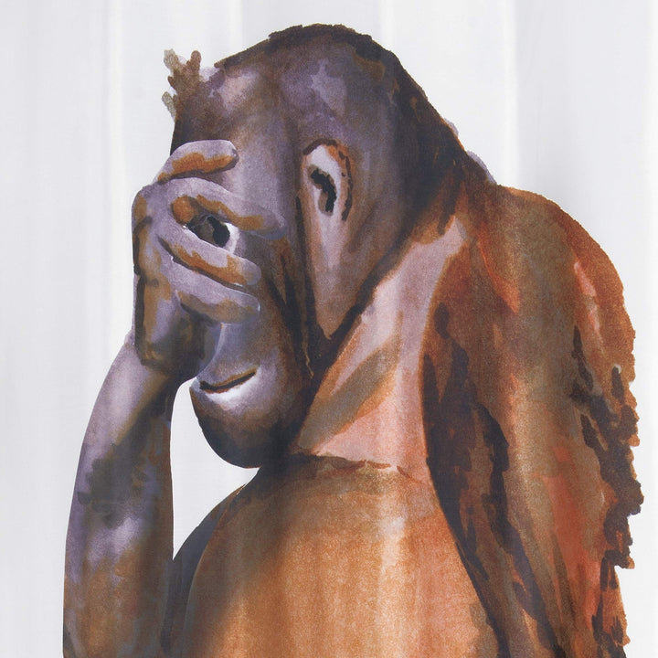 Weight Monkey Shower Curtain Brown Novelty Polyester