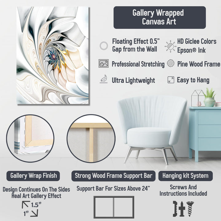 Design Art White Stained Glass Floral Wall Art Canvas 30x40 - Diamond Home USA