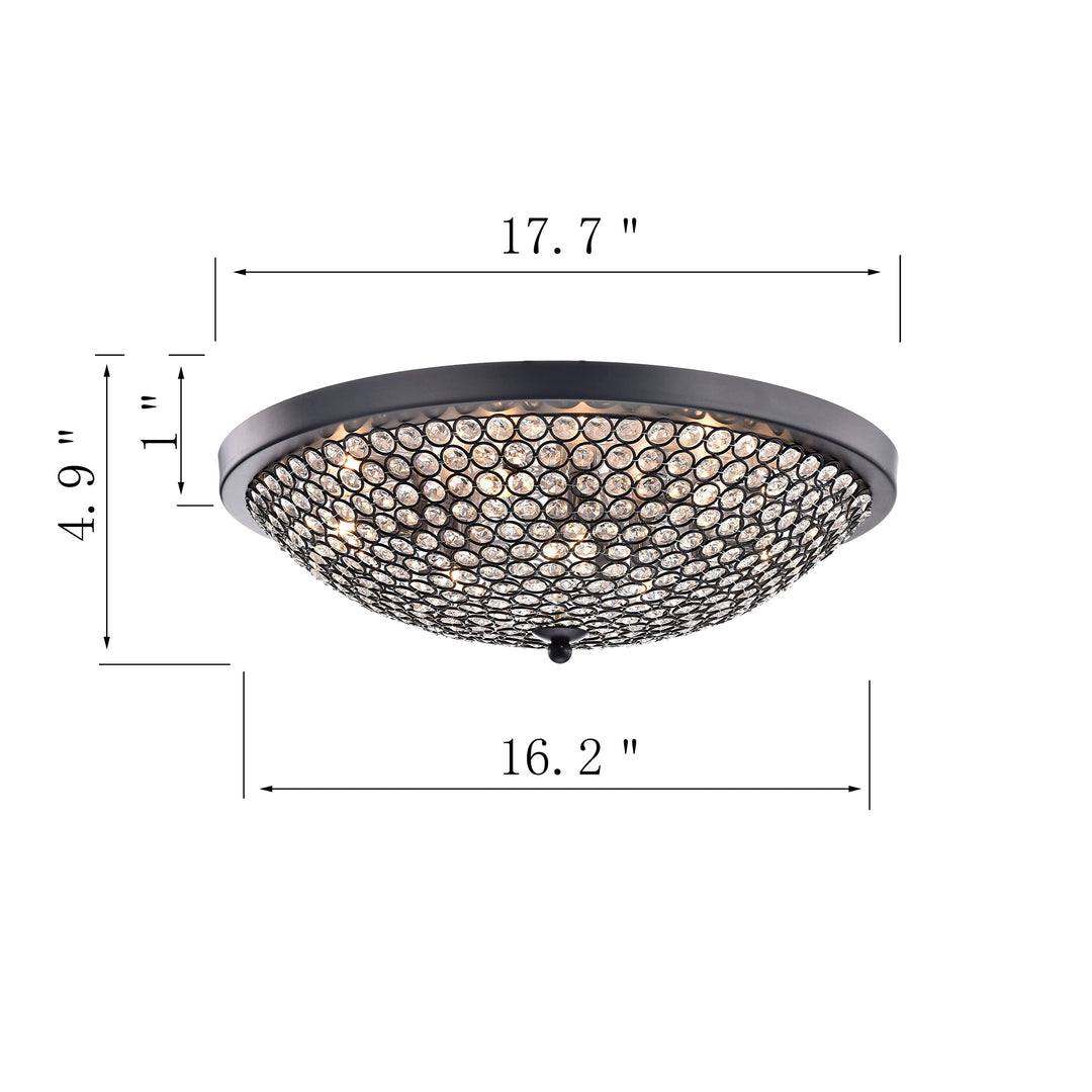 First Lighting Alkes Clear Glass/Black Finish Metal 9-light Flush Mount - Diamond Home USA