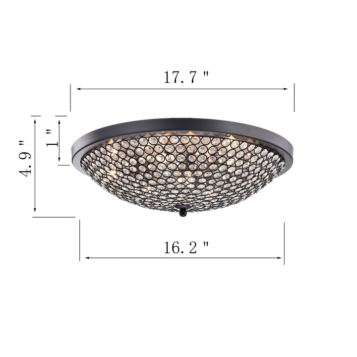 First Lighting Alkes Clear Glass/Black Finish Metal 9-light Flush Mount - Diamond Home USA