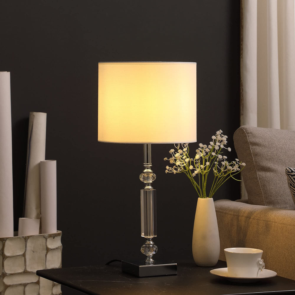 19.75 in. Crystal Column Modern Table Lamp Silver Contemporary - Diamond Home USA