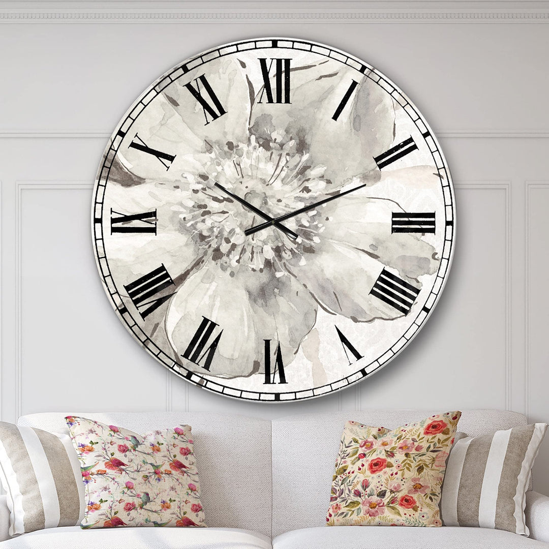 Desgn Art Desgnart 'Indgold Grey Peones III' Farmhouse Large Wall Clock 23 - Diamond Home USA