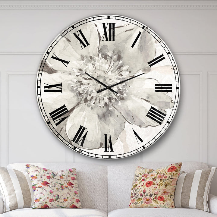 Desgn Art Desgnart 'Indgold Grey Peones III' Farmhouse Large Wall Clock 23 - Diamond Home USA