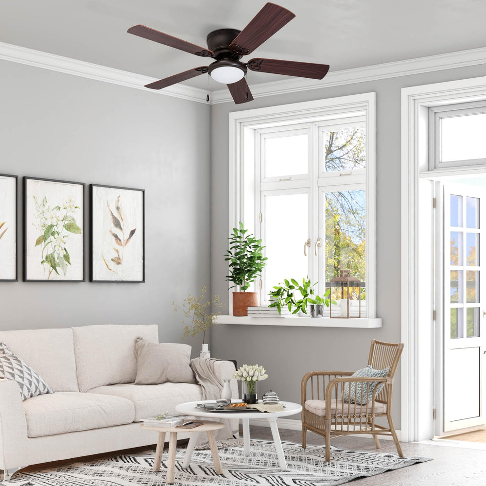 Prominence Home Benton 52 Inch Traditional Flush Mount Indoor LED Ceiling Fan Bronze - Diamond Home USA