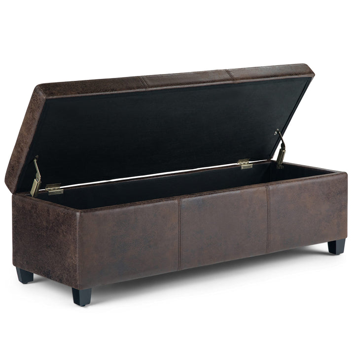 SIMPLIHOME Avalon 48 Inch Wide Contemporary ectangle Storage Ottoman Bench in