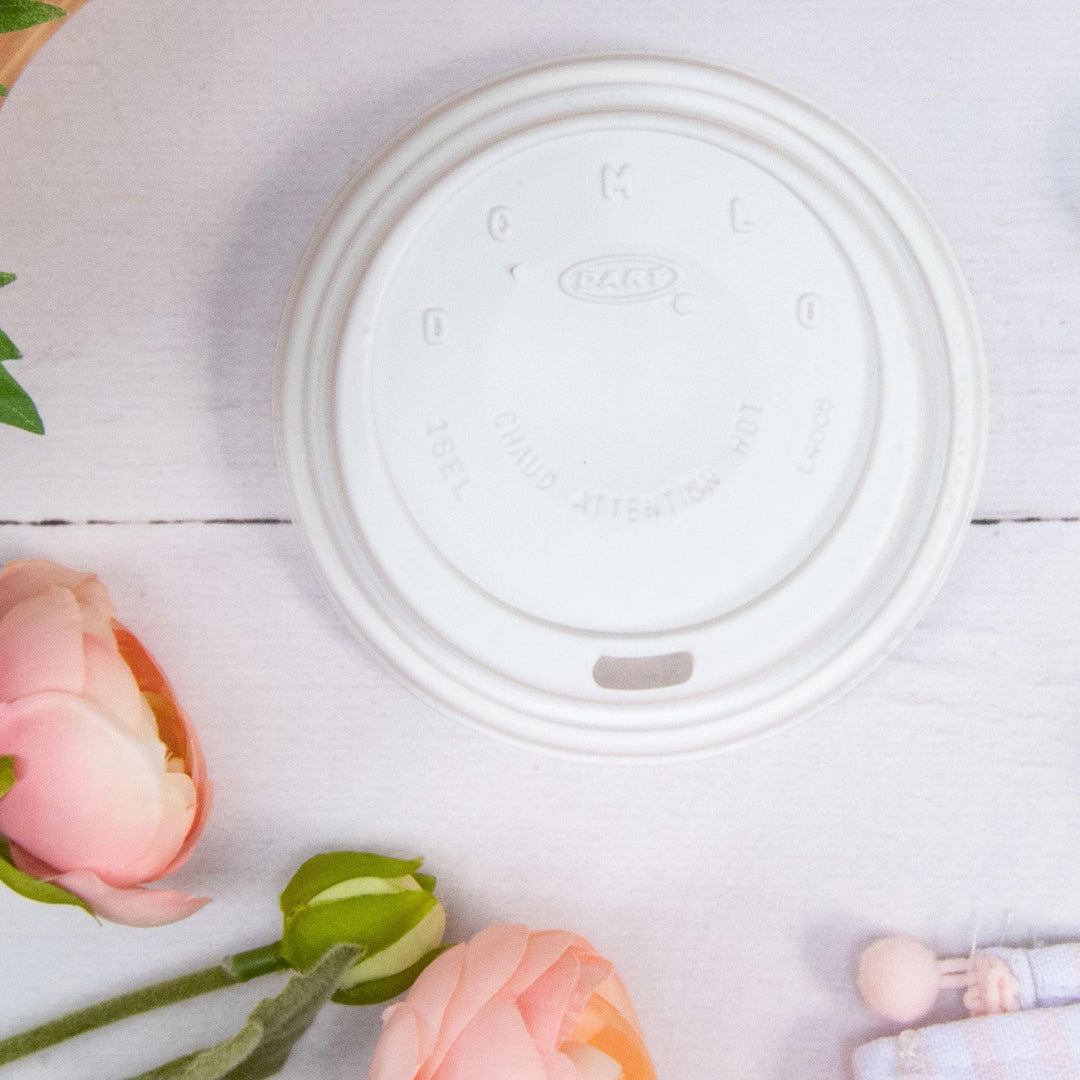 DART 16EL White Cappuccino Plastic Lid Fit For Hot/Cold Foam Cup - Diamond Home USA