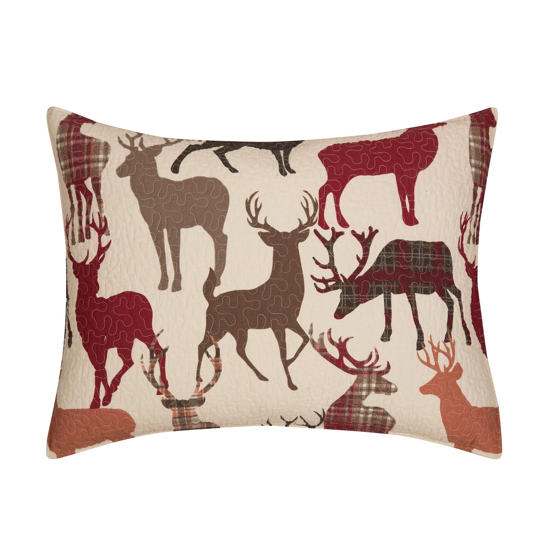 Rustic Wild Animal Deer Quilt King Buck Doe Woodsy Theme Bedding Plaid - Diamond Home USA