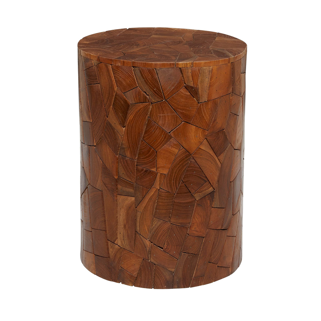 Brown Teak Wood Contemporary Accent Table 17 X 12 17round Modern Round - Diamond Home USA