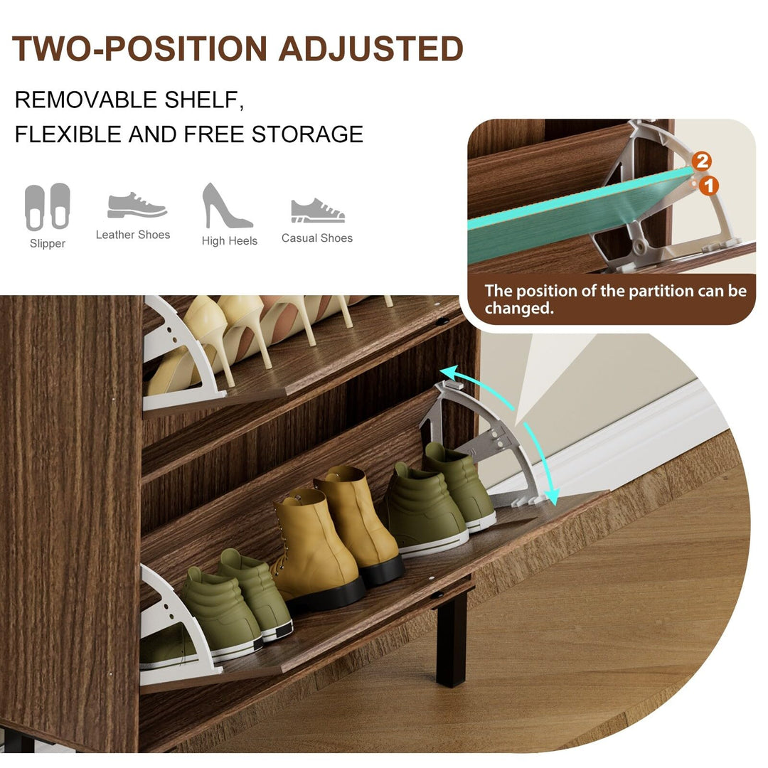 Rattan Shoe Cabinet Freestanding Rack Storage with Flip Drawers MDF Includes - Diamond Home USA