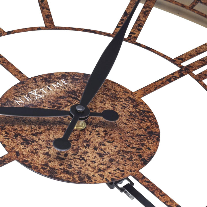 London 20 Inch Open Face Wall Clock with Roman Numerals and Pendulum Brown - Diamond Home USA