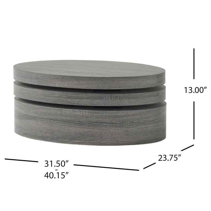 Christopher Knight Home CKH Small Oval Mod Rotatable Coffee Table Black - Diamond Home USA