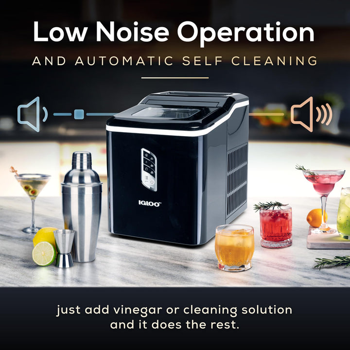 Igloo Automatic Ice Maker Self- Cleaning Countertop Size 26 Pounds in 24 Hours 9 Black - Diamond Home USA