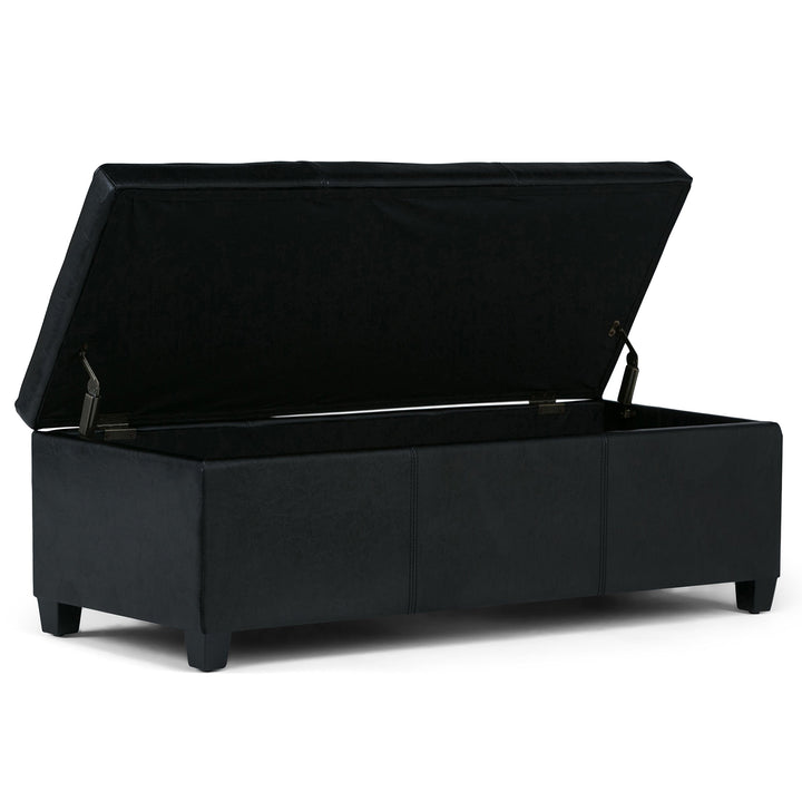 SIMPLIHOME Avalon 48 Inch Wide Contemporary ectangle Storage Ottoman Bench in