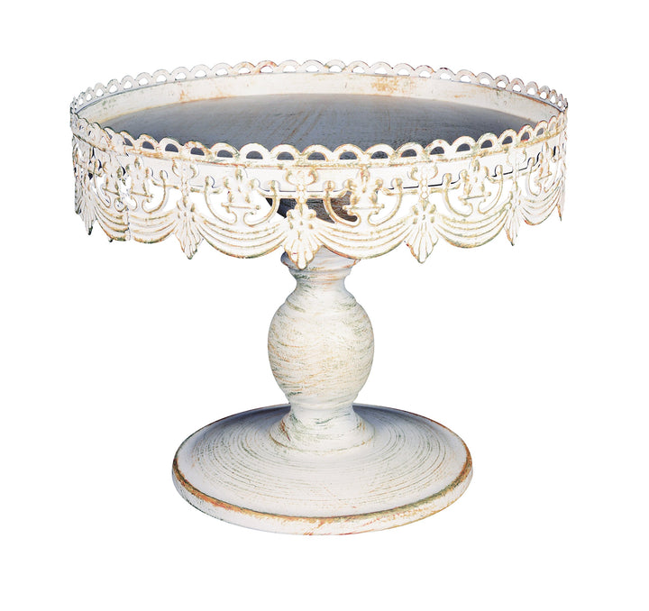 Home Decor Essentials castellated Decorative Cake Stand 10 x 9 white wash
