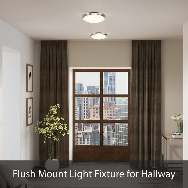 Aspen Creative 63014-1A 2-Light Flush Mount in Brushed Nickel Finish with - Diamond Home USA