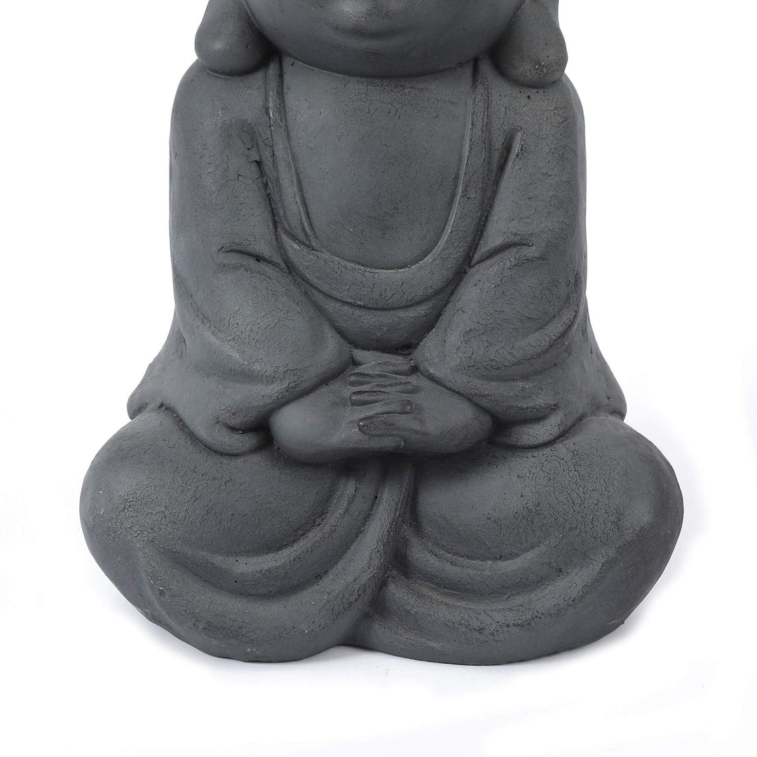 Meditating Buddha Garden Statue Grey Oriental Magnesium Oxide Handmade - Diamond Home USA