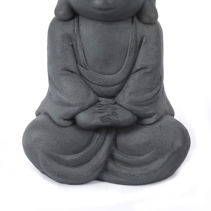 Meditating Buddha Garden Statue Grey Oriental Magnesium Oxide Handmade - Diamond Home USA