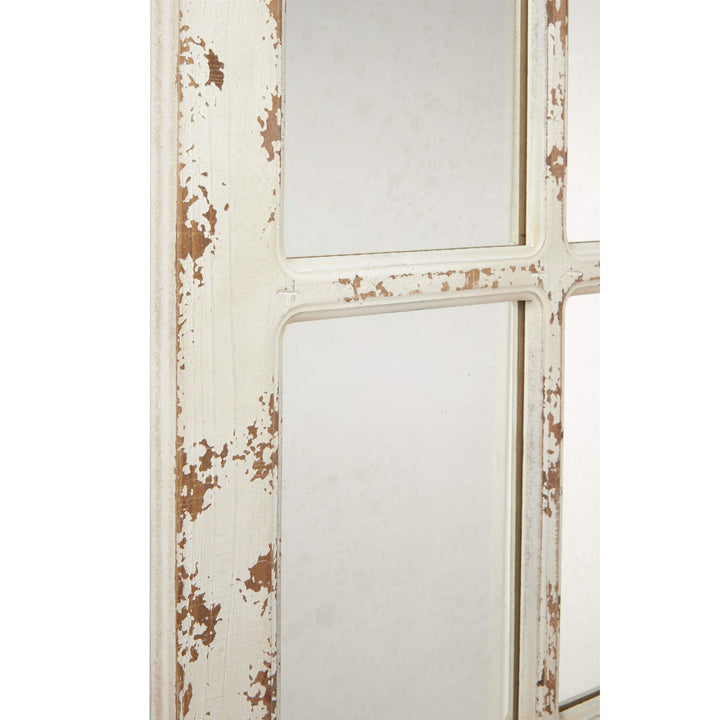Large White Wood 3-Panel Arched Wall Mirror W Window Frame 16 X 1 60 Vintage - Diamond Home USA