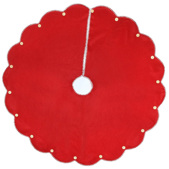 52" General Store Collection Scalloped Red Tree Skirt 52 in Polyester