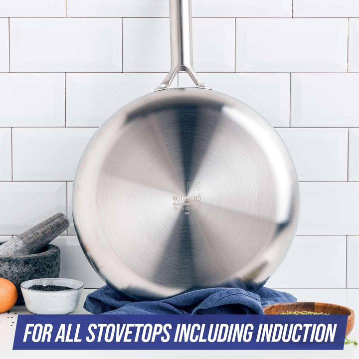 Blue Diamond Tri-ply Stainless Steel Healthy Ceramic Nonstick 3.75qt Saute Pan - Diamond Home USA