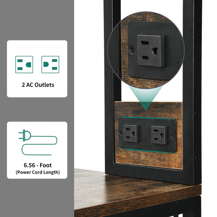 Kitchen Microwave Stand Bakers Rack Utility Storage Shelf with Power Outlet - Diamond Home USA