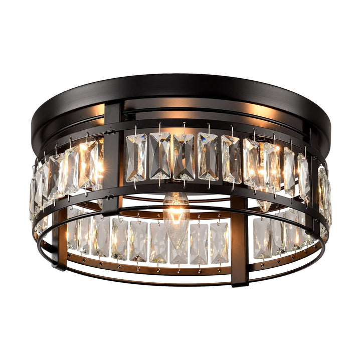 Modern 14-inch Matte Black 3-light Crystal Flush Mount Chandelier Diameter:16 in - Diamond Home USA