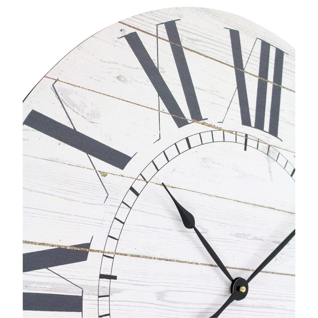 Large Shiplap Wall Clock Large Roman Numerals French Country Design Hanging - Diamond Home USA