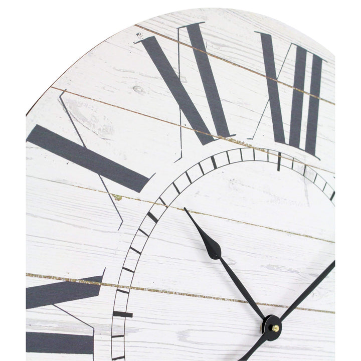 Large Shiplap Wall Clock Large Roman Numerals French Country Design Hanging - Diamond Home USA
