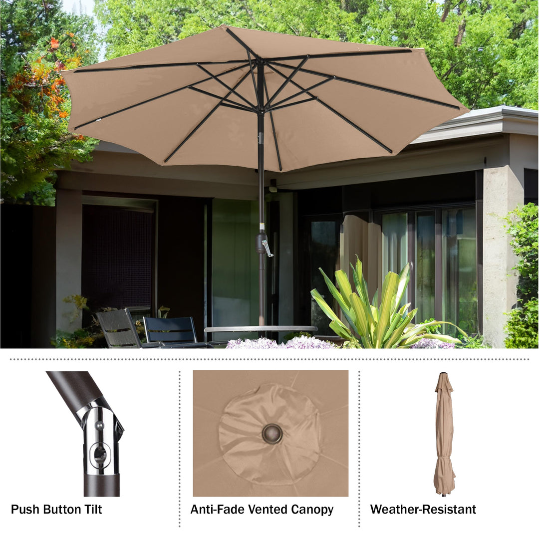 Villacera 9-Foot Outdoor Patio Umbrella Beige - Diamond Home USA