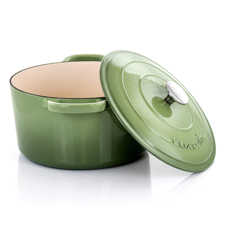 Classics 2 Piece 7 Qt Enamel Cast Iron Dutch Oven in Green Enameled - Diamond Home USA