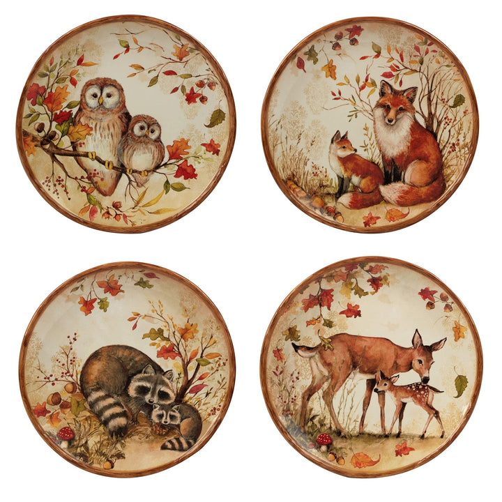 Pine Forest 16 Pc Dinnerware Set Service for 4 Beige Brown Multi lor Animal - Diamond Home USA