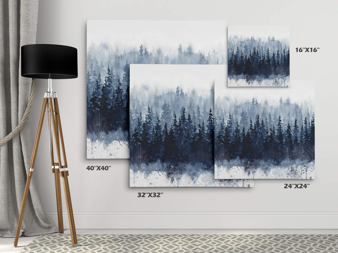 Wexford Home Indigo Forest Gallery Wrapped Canvas Wall Art 16x16 - Diamond Home USA