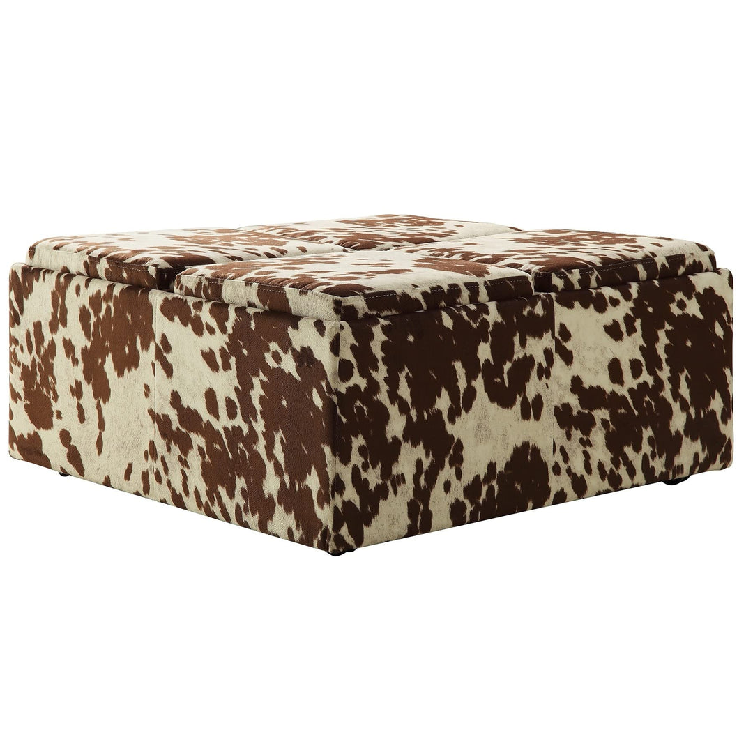 Home Creek Cowhide-Print Storage Cocktail Ottoman - Diamond Home USA