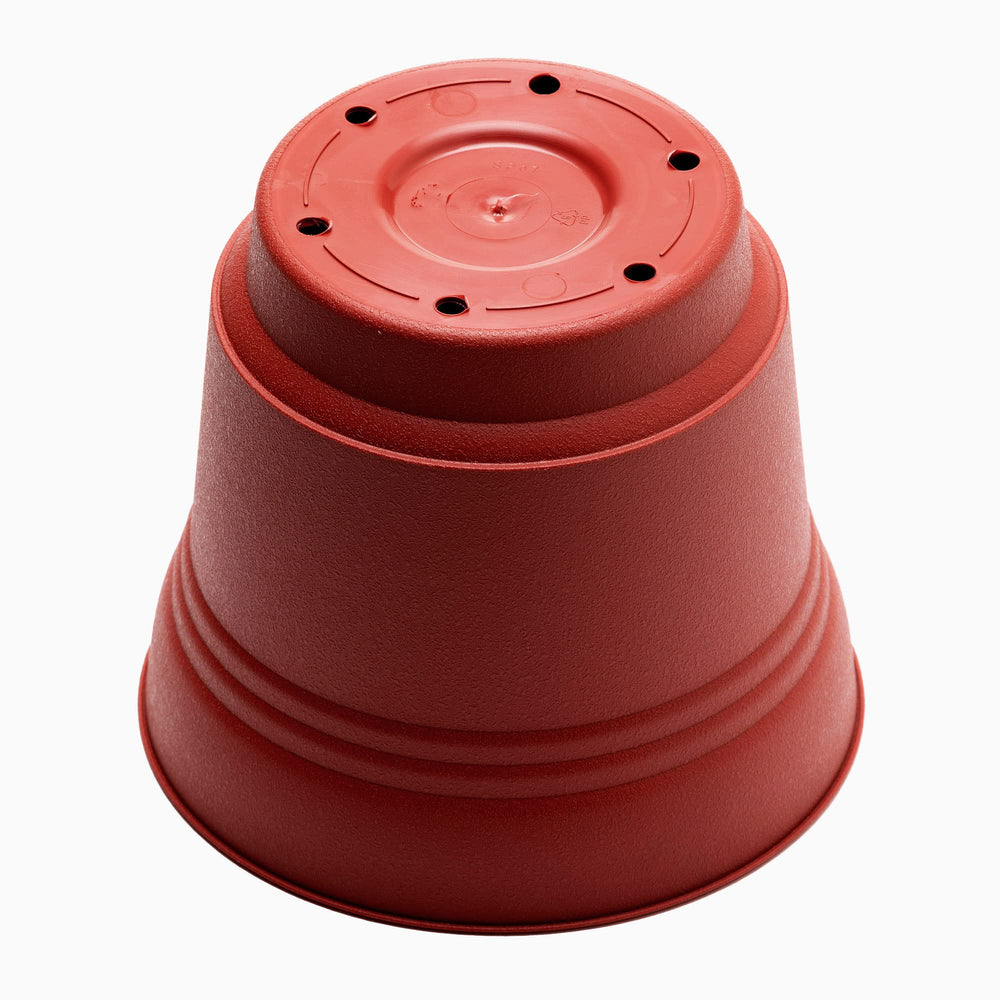 Bloem Saturn Round lanter with Saucer Tray: 14" - Burnt Red - Durable lastic - Diamond Home USA
