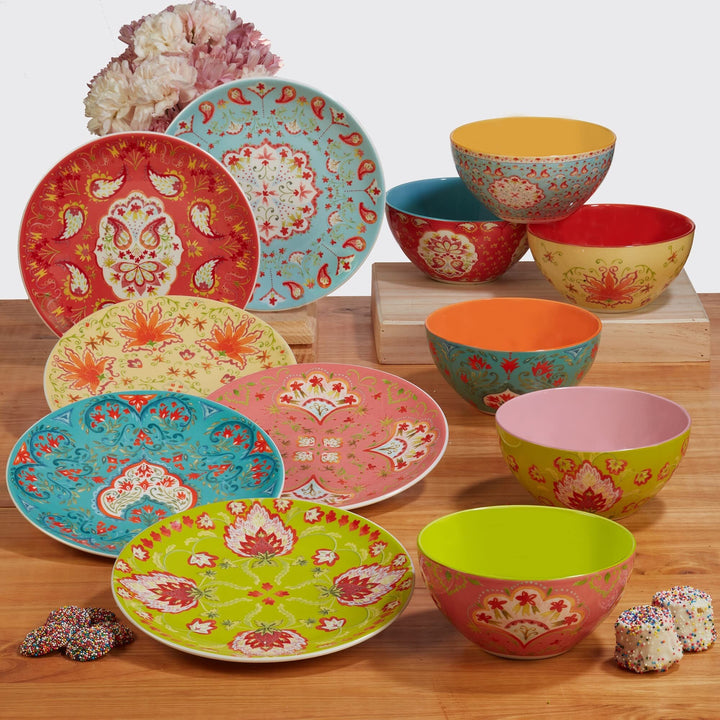 All Purpose 26 Oz. Bowls Set Of 6 Assorted Designs 6.25" Dia X 3" Blue Multi - Diamond Home USA