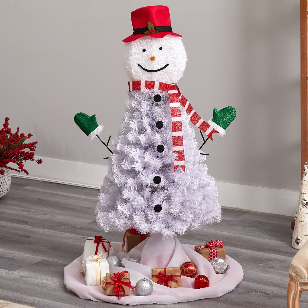 4' Snowman Artificial Christmas Tree with Bendable Branches Led Lights - Diamond Home USA
