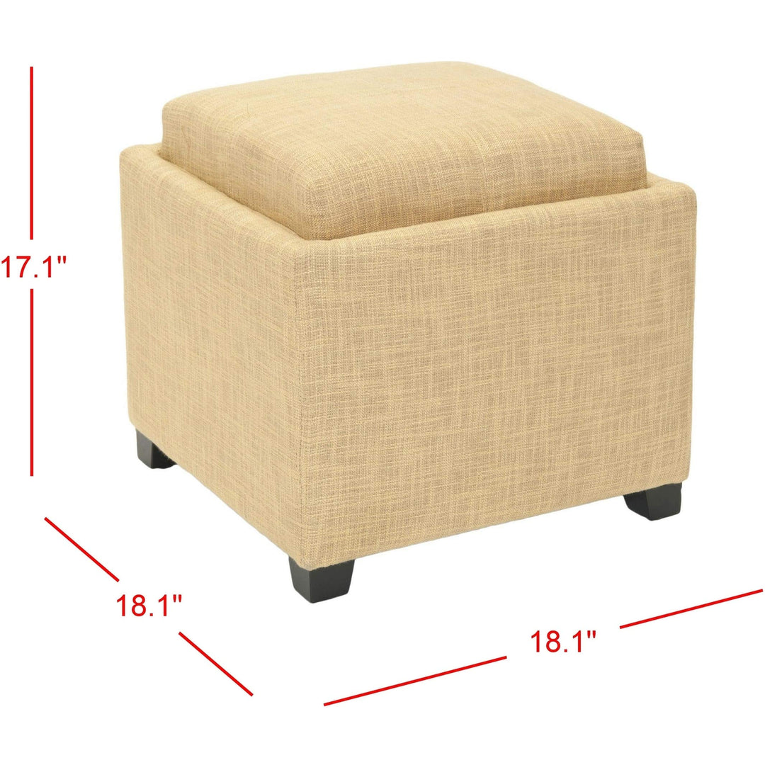 Storage Gold Viscose Tray Ottoman Transitional Solid Square Fabric Upholstered - Diamond Home USA