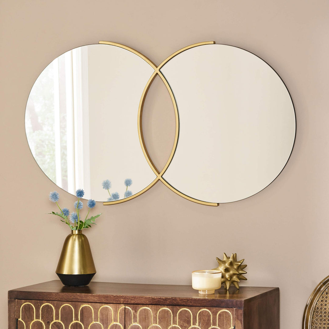 Christopher Knight Home Ingrid Modern Glam Overlapping Round Wall Mirror Gold - Diamond Home USA