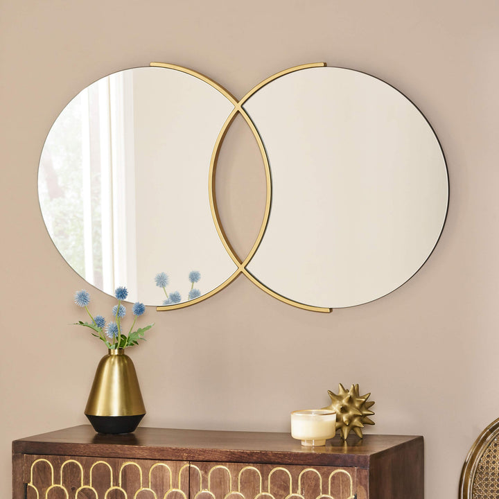 Christopher Knight Home Ingrid Modern Glam Overlapping Round Wall Mirror Gold - Diamond Home USA