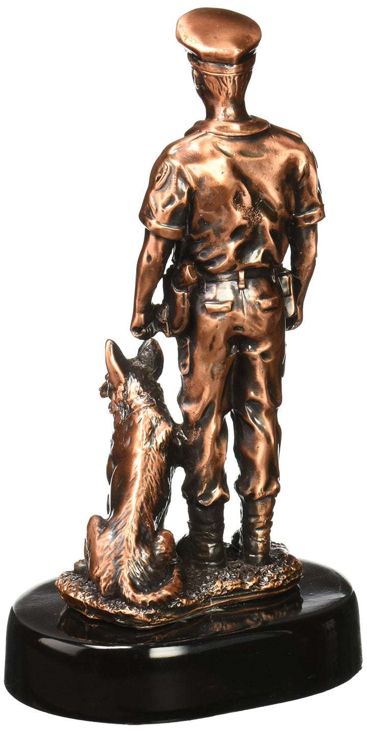 StealStreet SS-BA-DC1489AT 8 Inch Bronze Police Officer with Trained Dog on Duty - Diamond Home USA