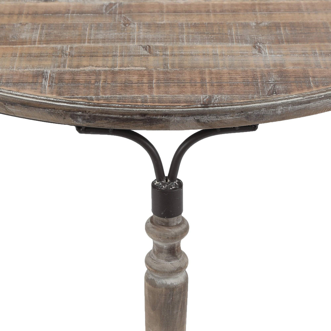 Robin Road Wood Rustic Half Moon Table Black Brown Farmhouse Semi-Circle Iron - Diamond Home USA