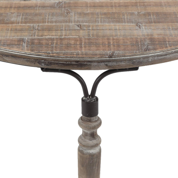 Robin Road Wood Rustic Half Moon Table Black Brown Farmhouse Semi-Circle Iron - Diamond Home USA