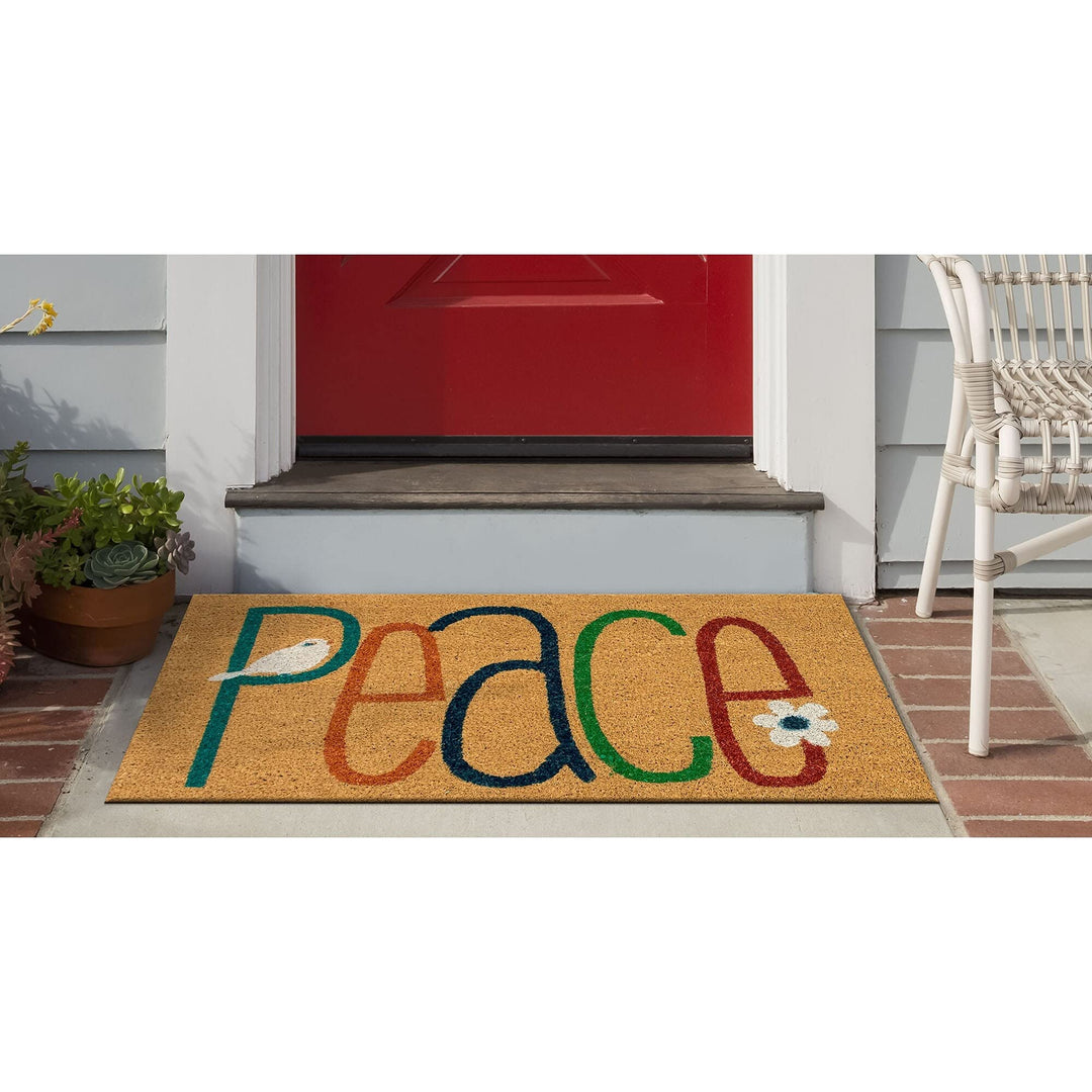 Peace Outdoor Mat L 24"x36" Novelty Rectangle Fiber All-Weather - Diamond Home USA