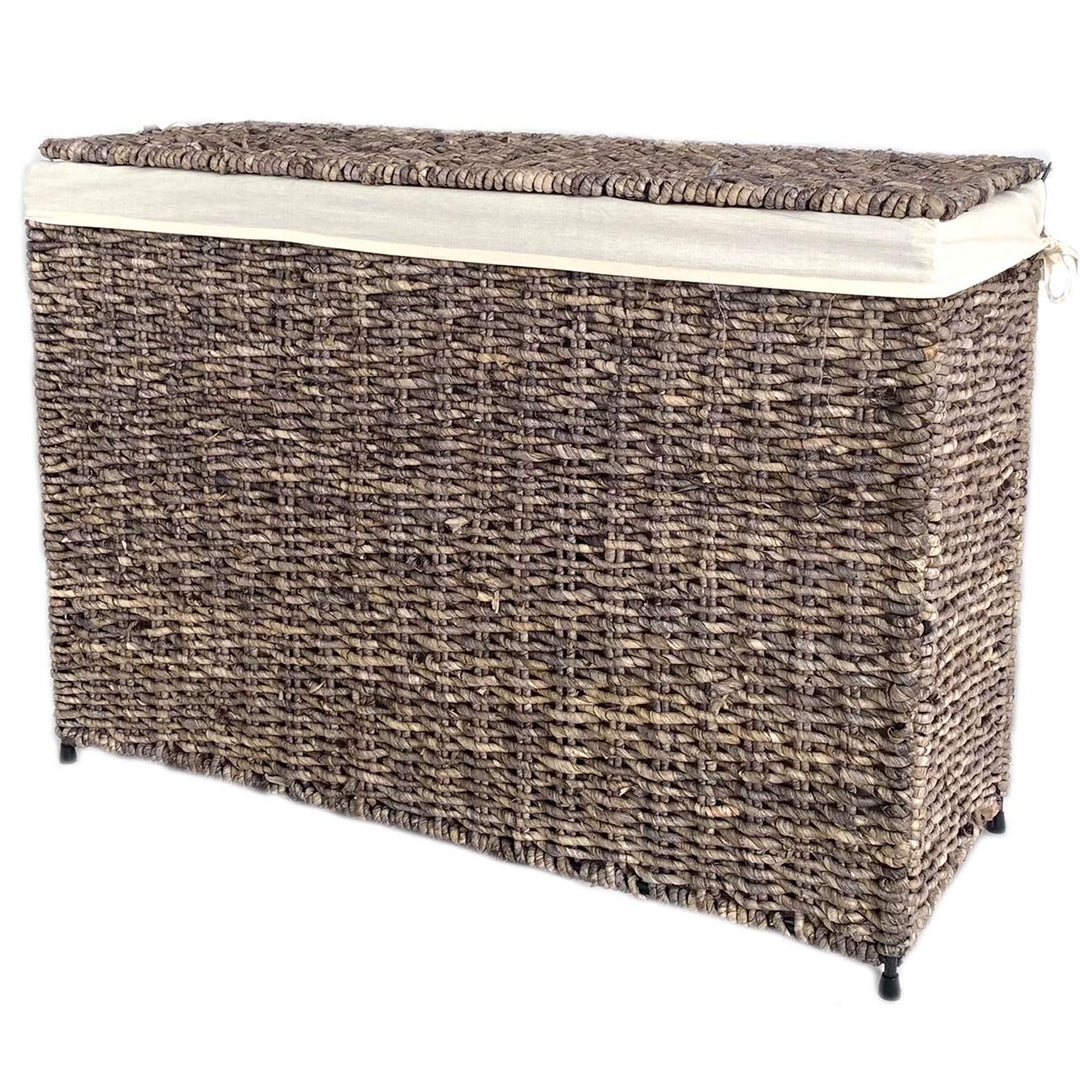 America Basket Woven Maize 3-Section Lined Hamper - Diamond Home USA
