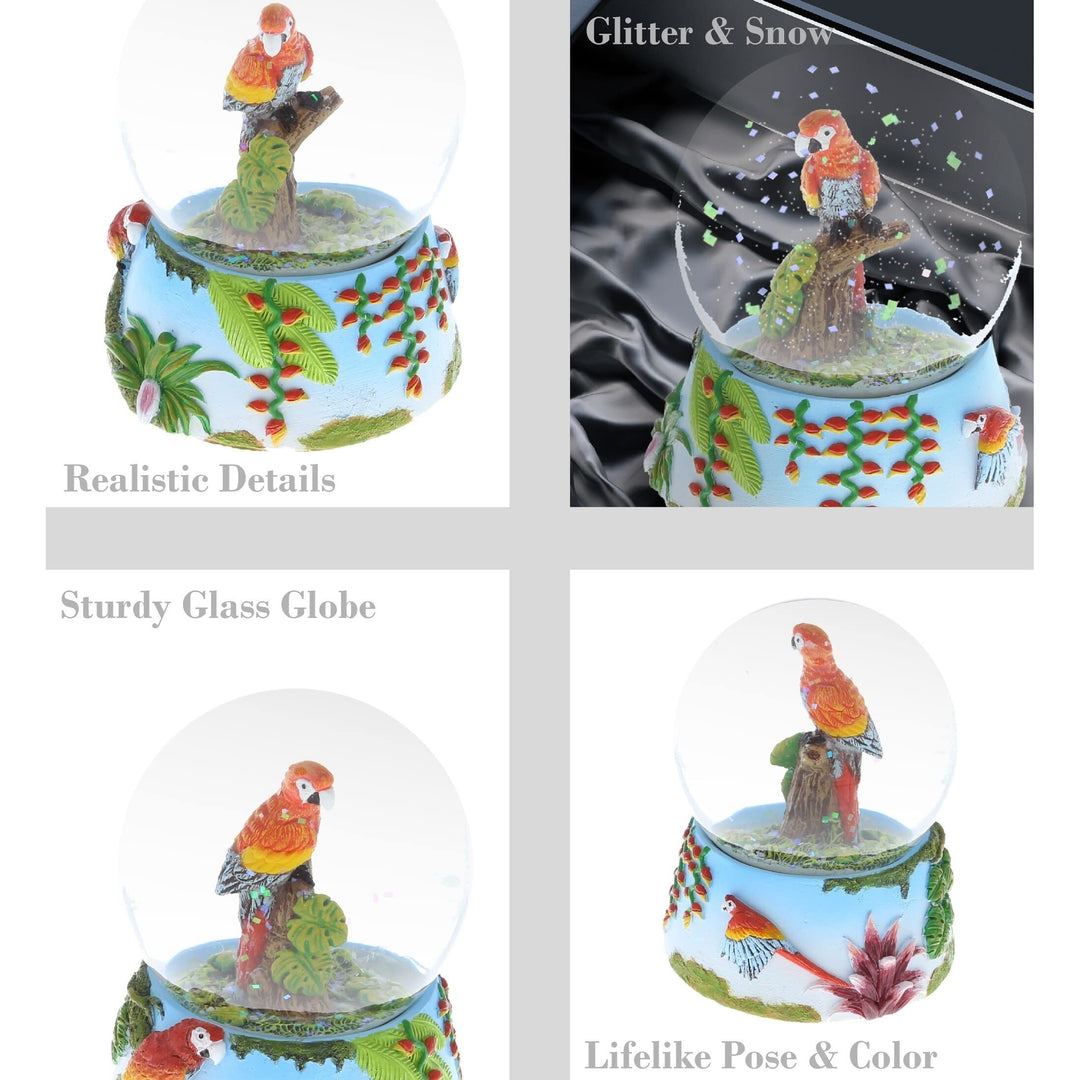 Parrot Snow Globe Figurine with Sparkling Glitter 2.9lx2.8w3.5h Inches Multi - Diamond Home USA