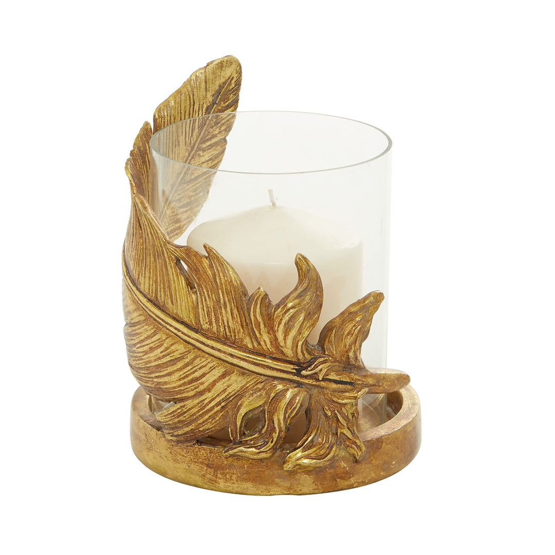 Gold Glass Traditional Candle Holder 8 X 5 - Diamond Home USA